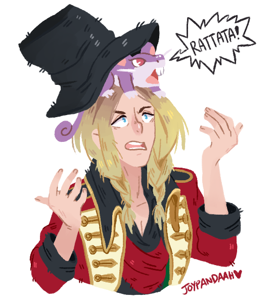 joypandaah, dio (kyokugen dasshutsu), rattata, kyokugen dasshutsu, kyokugen dasshutsu adv: zennin shibou desu, nintendo, pokemon, commentary, english commentary, 1boy, aqua eyes, artist name, black hat, blonde hair, braid, character name, collared shirt, cropped torso, eyelashes, fan request, fingernails, gen 1 pokemon, hat, long sleeves, male focus, medium hair, mouse (animal), mouse on head, on head, open mouth, pokemon (creature), pokemon on head, red eyes, red shirt, shirt, simple background, speech bubble, teeth, top hat, tumblr ask, twin braids, white background