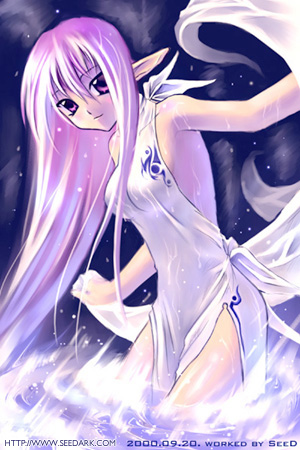 seedark, lowres, 1girl, armpits, female focus, long hair, purple eyes, purple hair, solo