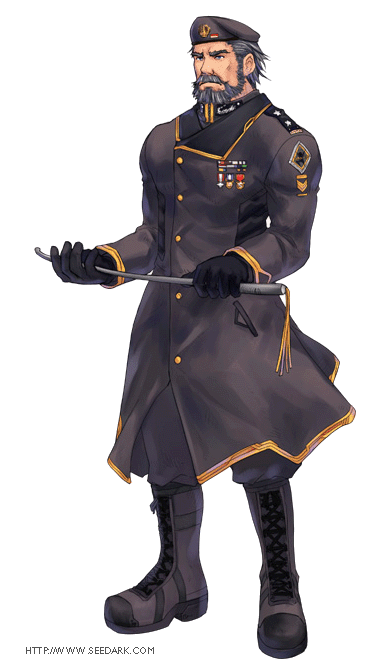 seedark, general caster, 1boy, beard, facial hair, grey hair, hat, male focus, military, military uniform, solo, transparent background