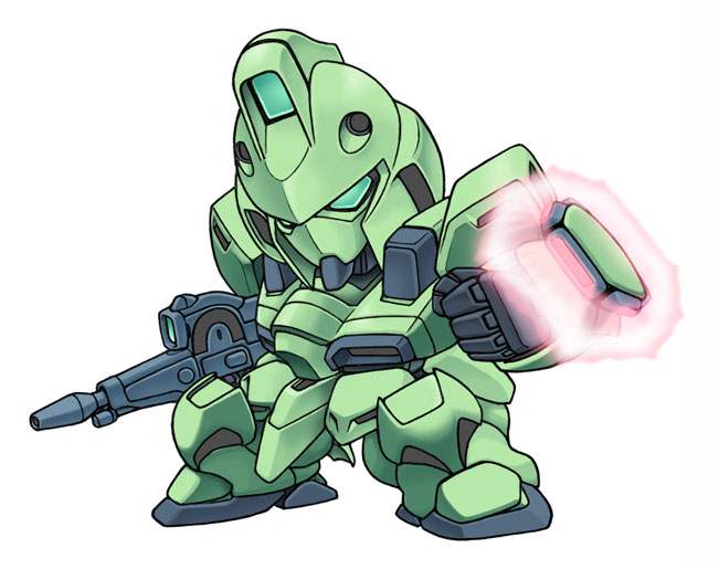 noah noah, gun-ez, gundam, victory gundam, beam, 1990s (style), beam rifle, beam shield, chibi, energy gun, gun, mecha, mecha focus, no humans, retro artstyle, robot, shield, simple background, solo, weapon