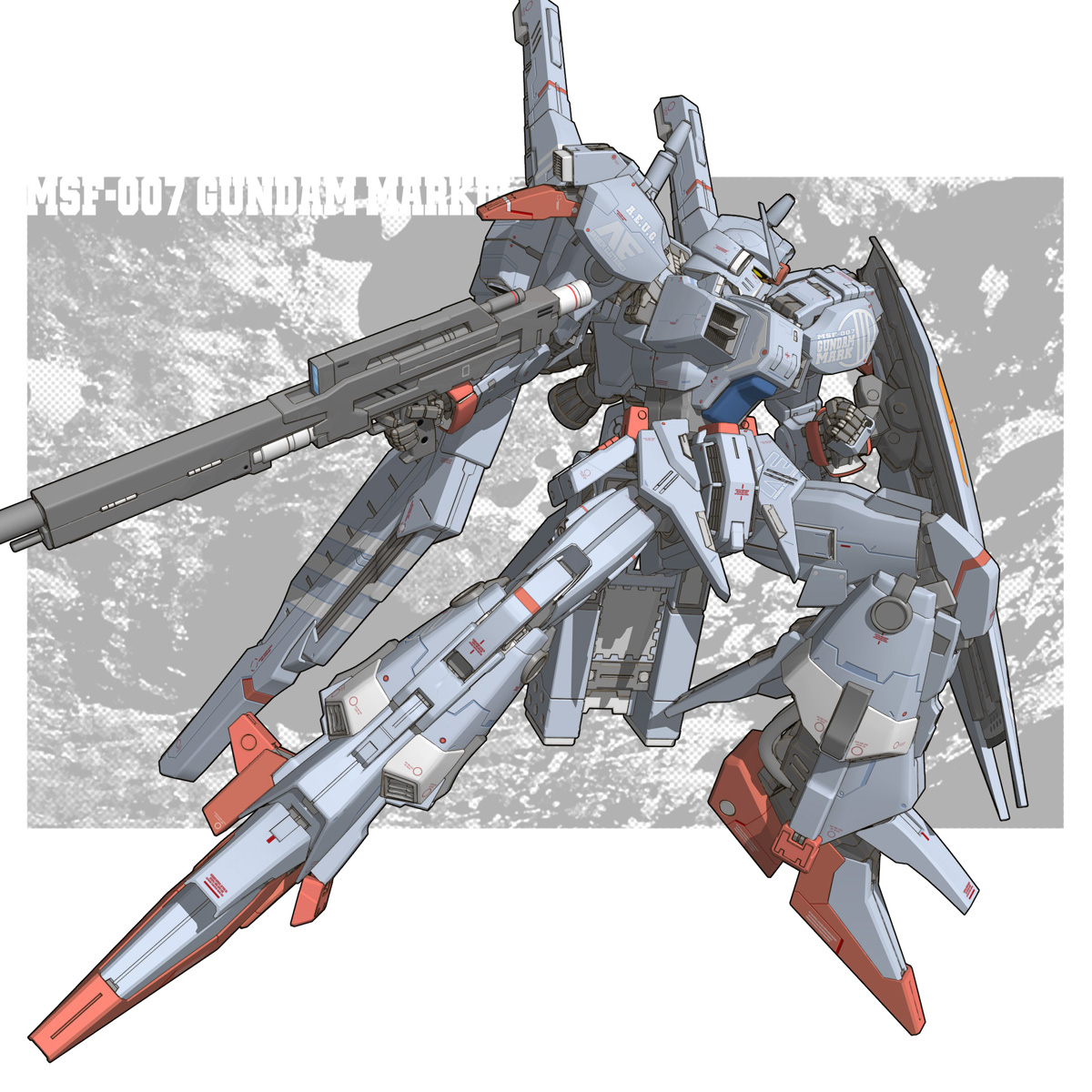 g-db, gundam mk iii, gundam, gundam msv, zeta gundam, highres, beam rifle, energy gun, english text, gun, mecha, no humans, robot, shield, solo, weapon