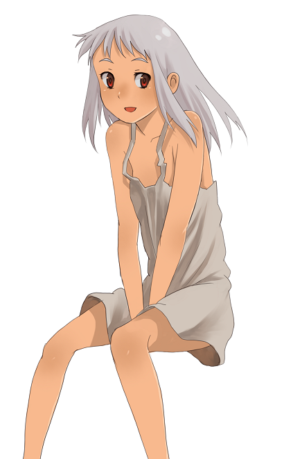 hirako waka, original, silver hair, bad id, bad pixiv id, camisole, dark-skinned female, dark skin, red eyes, sitting, solo