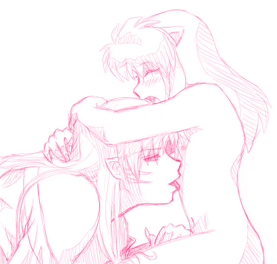 zyephen, inuyasha (character), sesshoumaru, inuyasha, 2boys, animal ears, blush, brothers, closed eyes, handjob, incest, licking, long hair, male focus, monochrome, multiple boys, nude, penis, pointy ears, shota, siblings, tears, yaoi