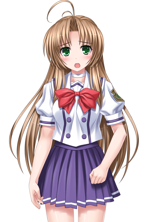 higuchi isami, kusunoki sae, mahou shoujo sae, game cg, large variant set, non-web source, official art, variant set, 1girl, ahoge, antenna hair, blush, bow, brown hair, choker, green eyes, long hair, looking at viewer, magical girl, open mouth, pleated skirt, school uniform, skirt, solo, transparent background