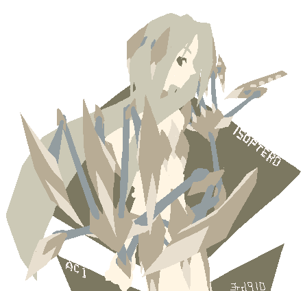 hier, armored core, fromsoftware, lowres, 1girl, female focus, mecha musume, solo, speed painting, white background