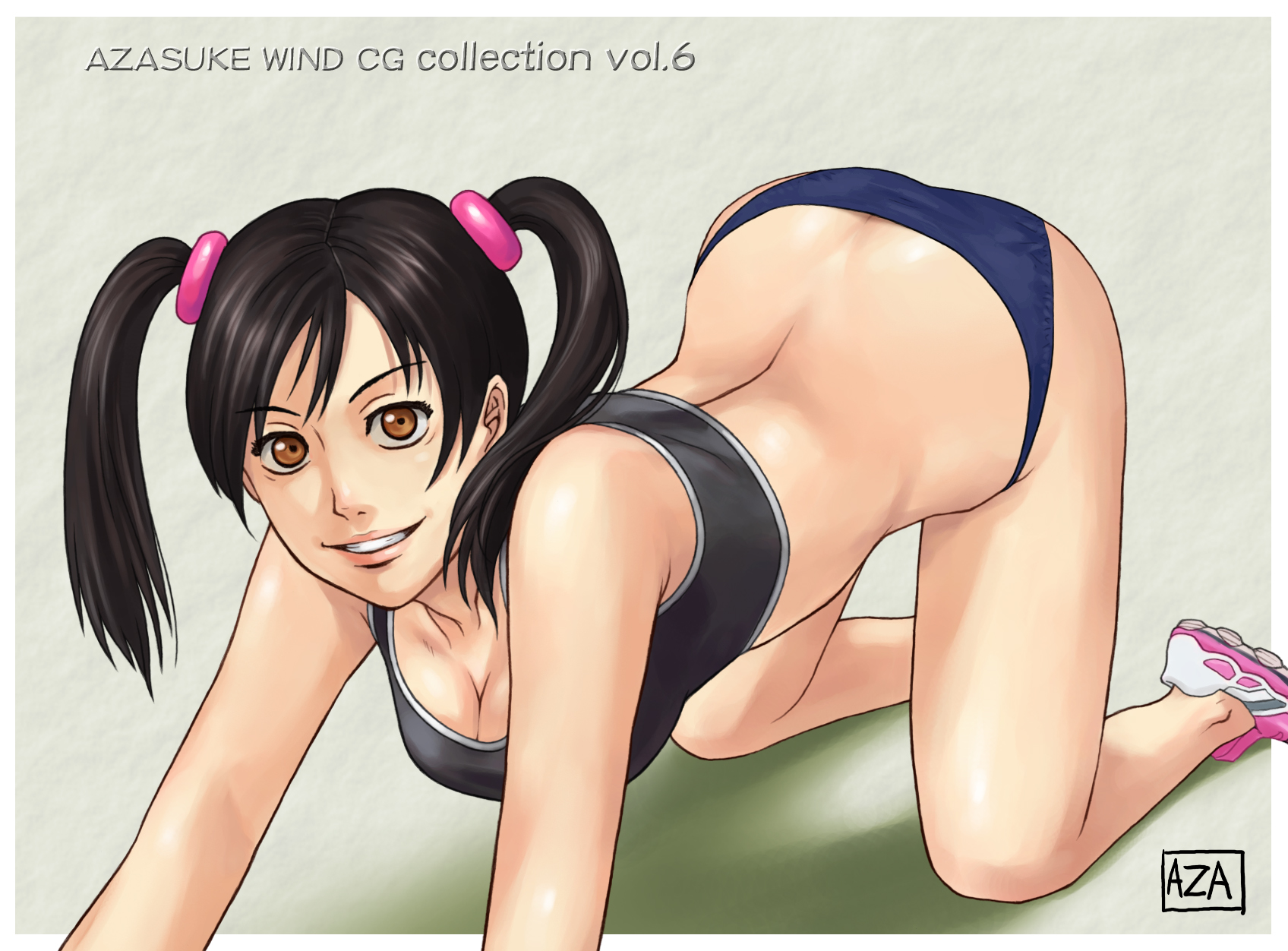 azasuke, ling xiaoyu, tekken, highres, all fours, twintails