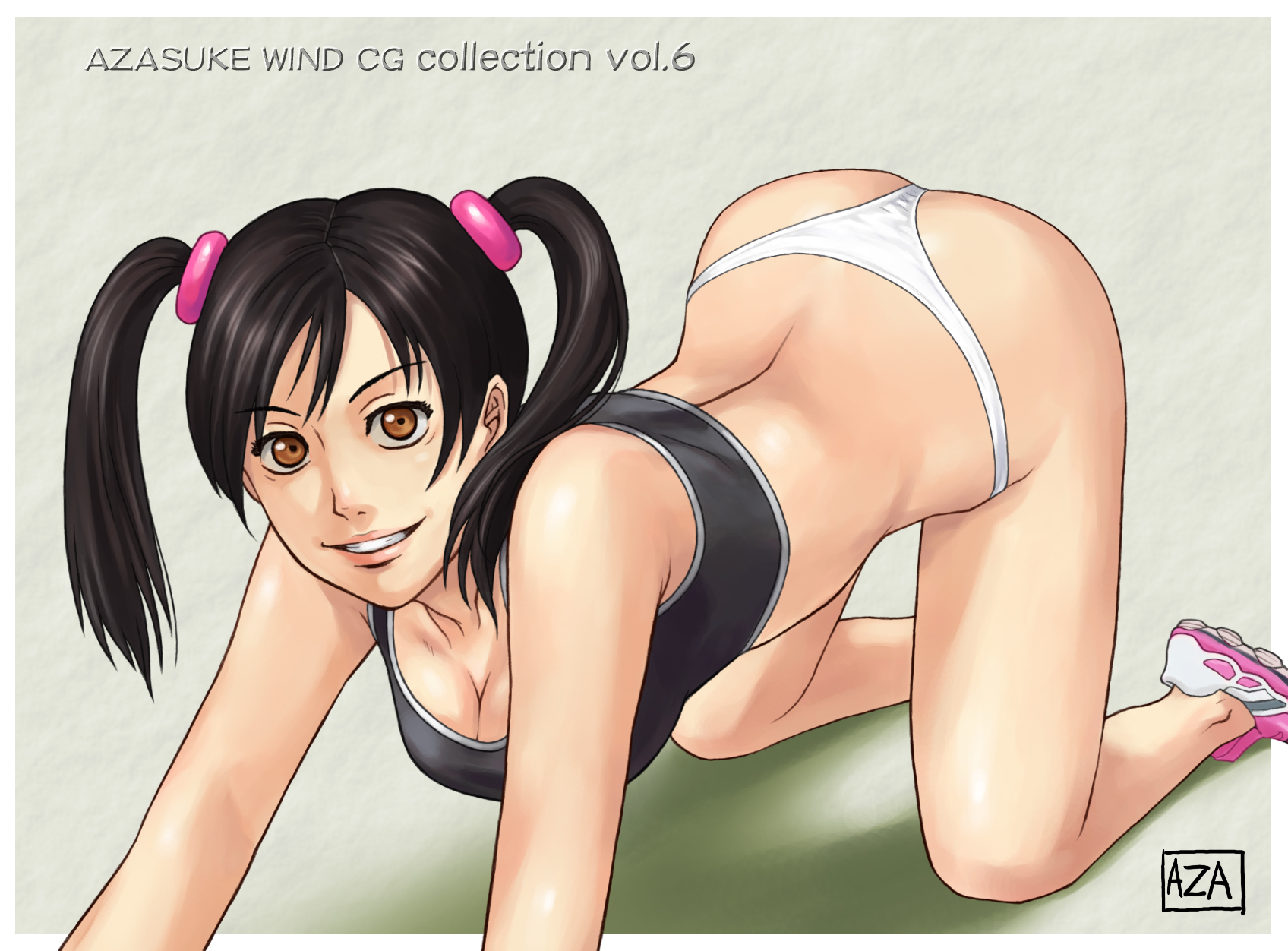 azasuke, ling xiaoyu, tekken, highres, all fours, twintails
