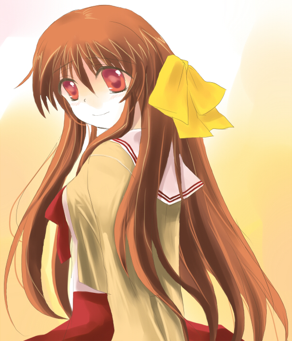 nagamori mizuka, one – kagayaku kisetsu e, tagme, 00s, long hair, red eyes, ribbon, solo