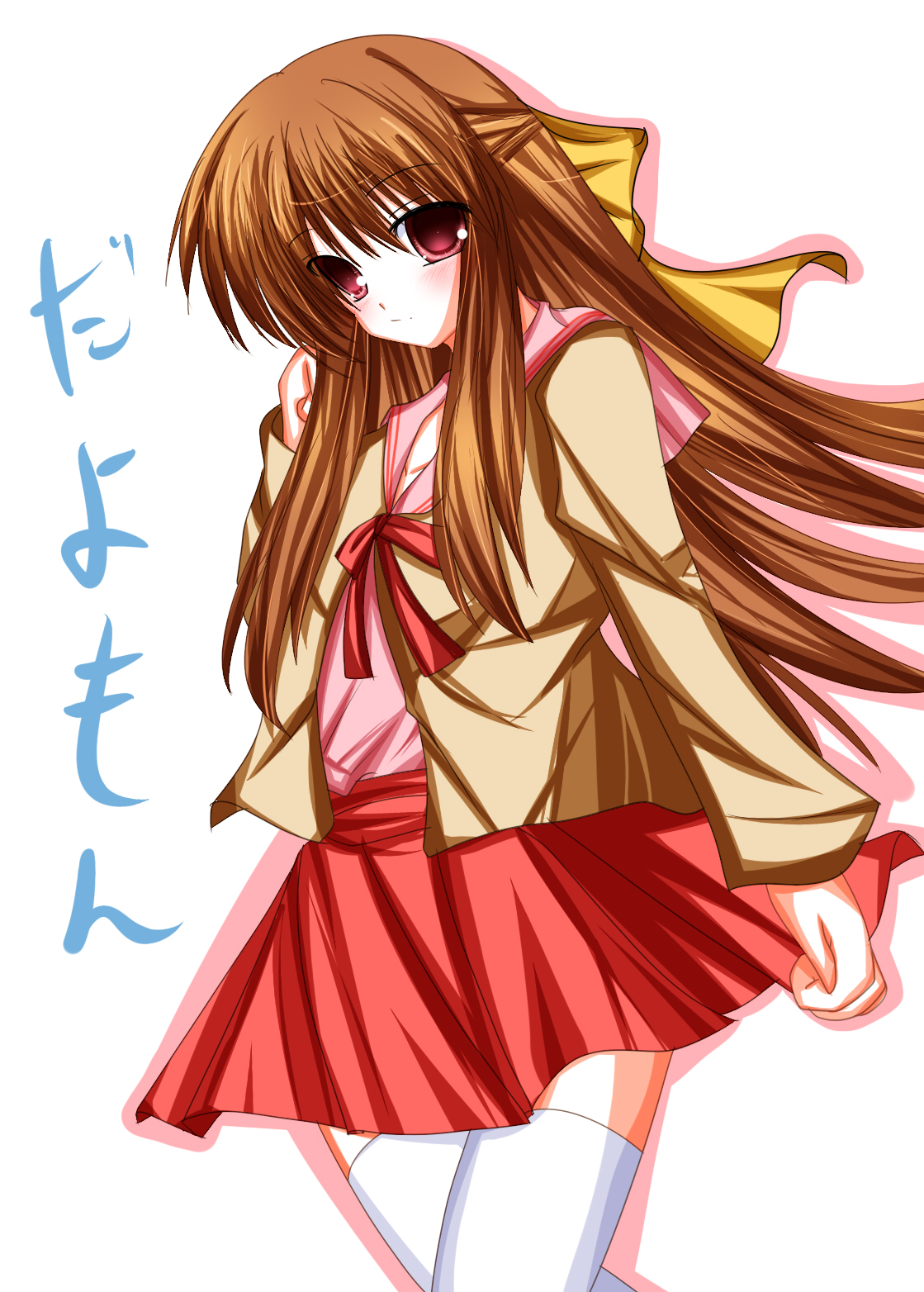 nagamori mizuka, one – kagayaku kisetsu e, highres, tagme, 00s, brown hair, long hair, ribbon, solo