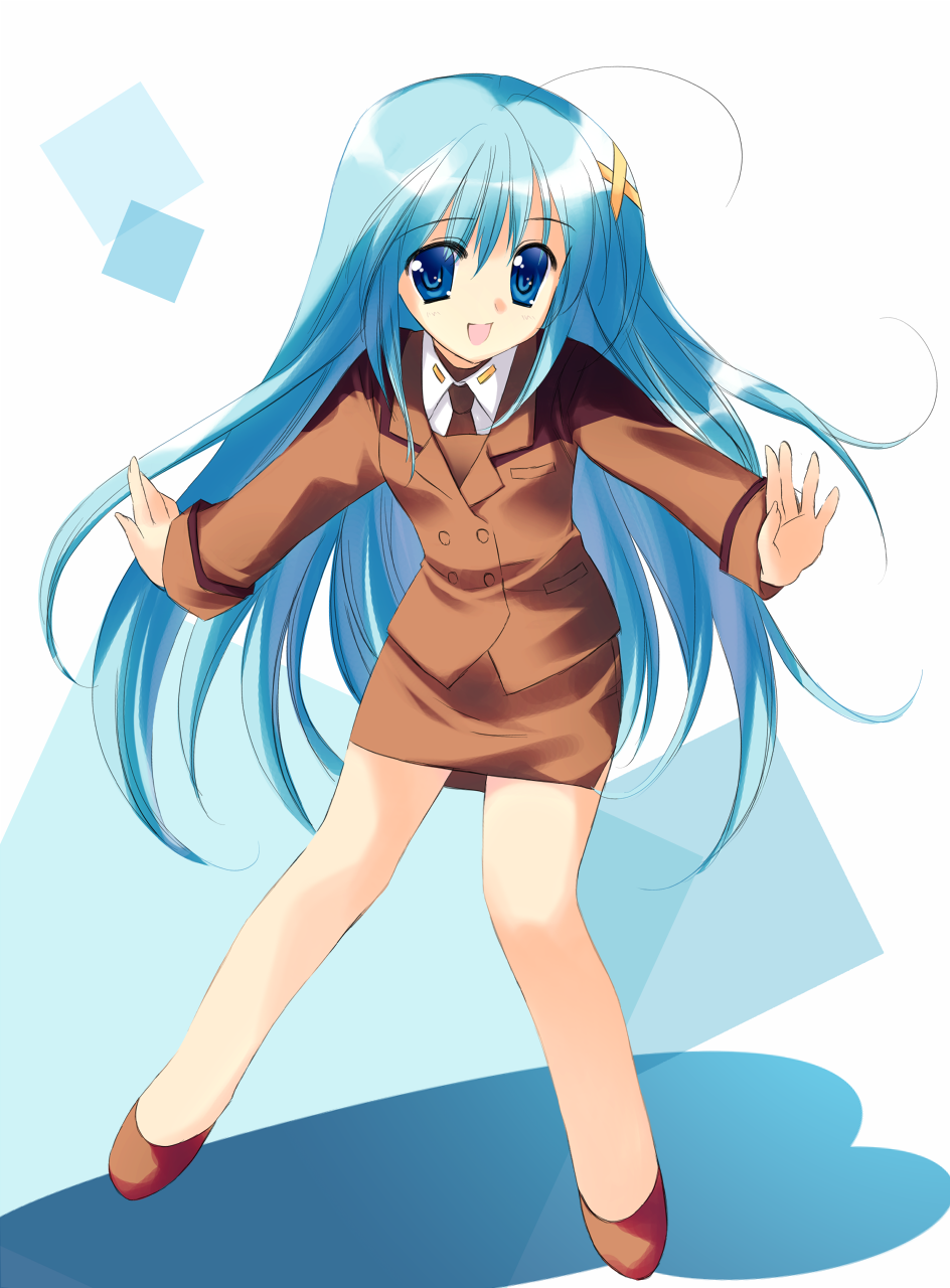 rei (artist), rei (rei's room), reinforce zwei, lyrical nanoha, mahou shoujo lyrical nanoha, mahou shoujo lyrical nanoha strikers, bad id, bad pixiv id, highres, 00s, 1girl, ahoge, blue eyes, blue hair, female focus, hair ornament, long hair, matching hair/eyes, military, military uniform, solo, x hair ornament