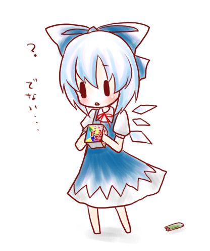 kuromame (8gou), cirno, embodiment of scarlet devil, touhou, bad id, bad pixiv id, lowres, 1girl, ?, aerial fireworks, blue hair, bow, female focus, fireworks, lighter, solo, wings