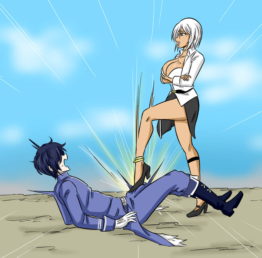 ocigart, dabi (plunderer), nana bassler, plunderer, 1boy, 1girl, ball busting, femdom, high heels, stepped on