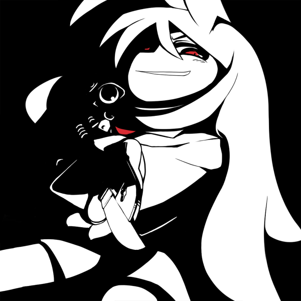 ugif, reisen udongein inaba, touhou, 1girl, animal ears, black background, female focus, long hair, monochrome, rabbit ears, red eyes, simple background, solo, spot color