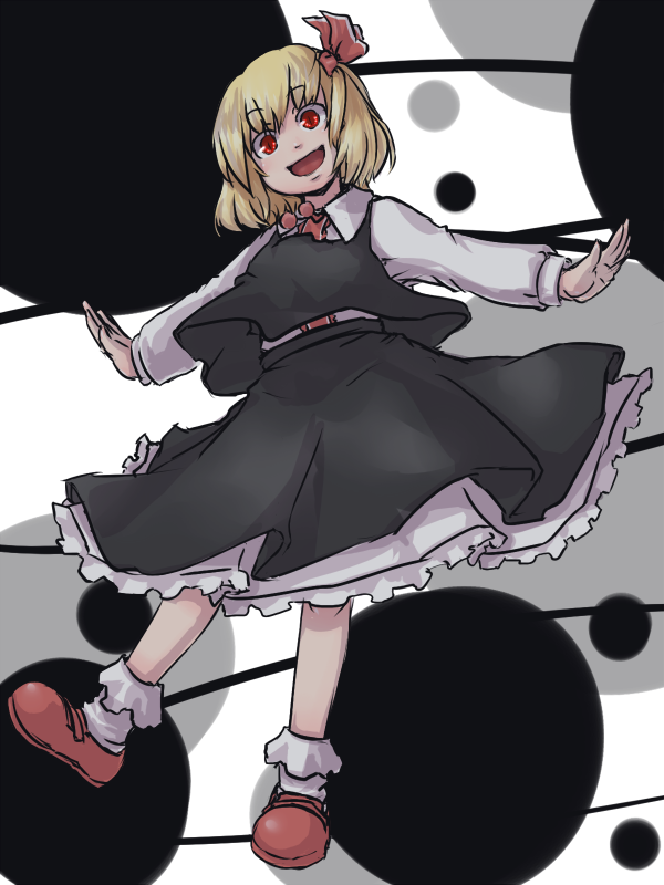 ishikoro, rumia, embodiment of scarlet devil, touhou, bad id, bad pixiv id, 1girl, blonde hair, female focus, hair ribbon, red eyes, ribbon, short hair, solo