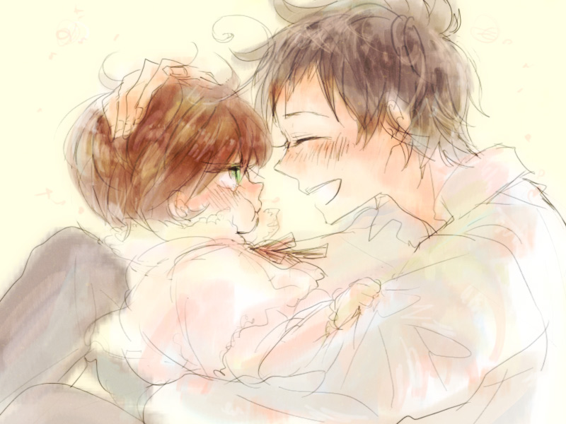 nomichuu, poko (ame), southern italy (hetalia), spain (hetalia), axis powers hetalia, bad id, bad pixiv id, 00s, 2boys, aged down, ahoge, blush, brown hair, child, green eyes, laughing, male focus, multiple boys