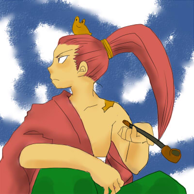 kibagami genjuro, samurai spirits, snk, lowres, chibi, red hair, toad (animal)