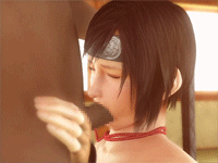 ebimaru, yuffie kisaragi, final fantasy, final fantasy vii, animated, animated gif, lowres, 1990s (style), 1boy, 1girl, 3d, bdsm, black hair, bondage, bound, breasts, censored, dark-skinned male, dark skin, deepthroat, fellatio, fingerless gloves, fishnets, gloves, hand on own hip, headband, hetero, interracial, irrumatio, large breasts, mosaic censoring, oral, penis, rape, sex, short hair, solo focus