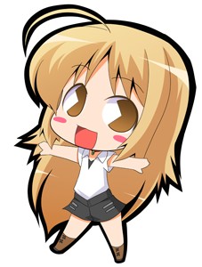 suntail, oosawa maria, 428, 428: fuusa sareta shibuya de, canaan (series), chunsoft, lowres, blonde hair, blush, chibi, jewelry, long hair, pac-man eyes, solo