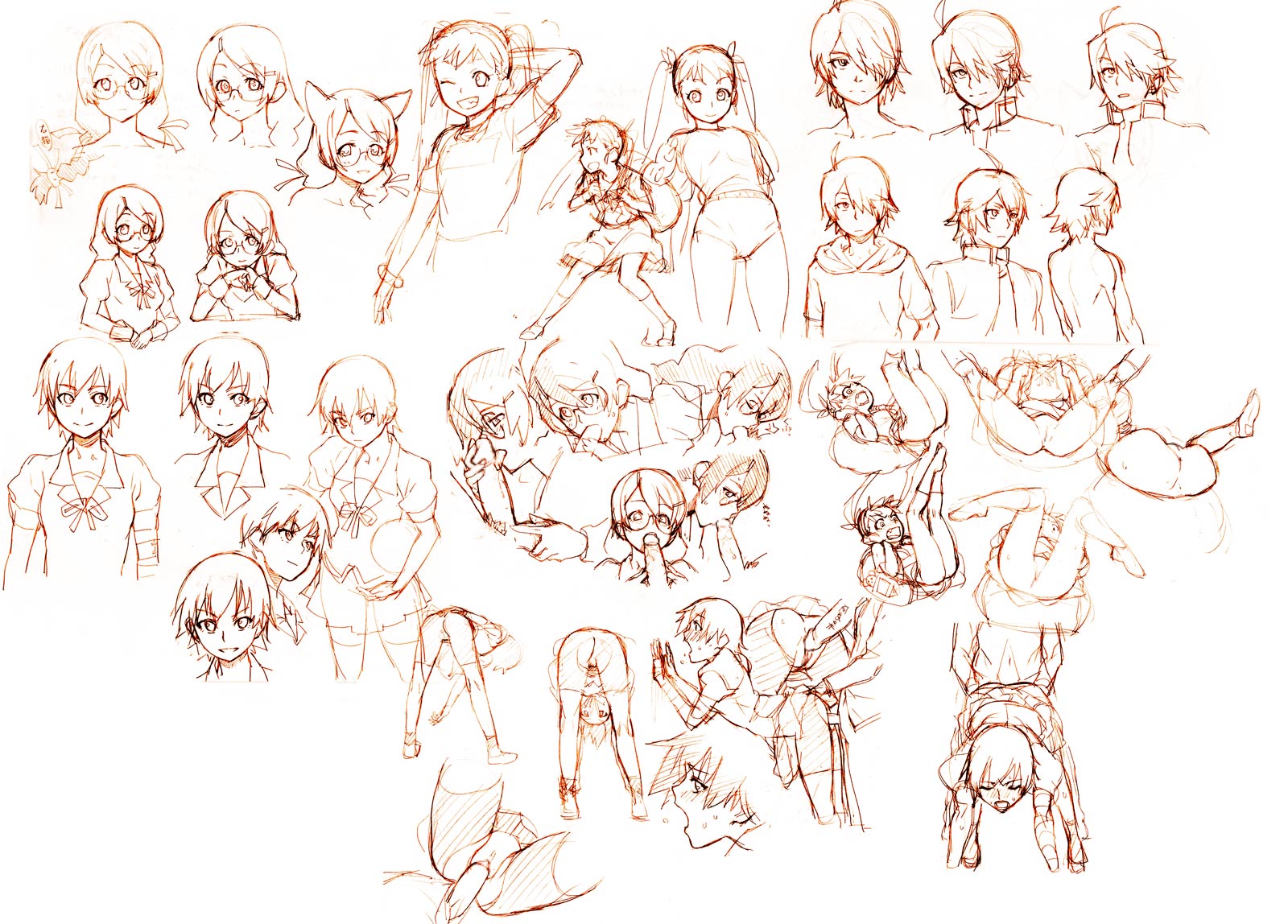 hamanasu, araragi koyomi, hachikuji mayoi, hanekawa tsubasa, kanbaru suruga, bakemonogatari, monogatari (series), nekomonogatari, bad id, bad pixiv id, highres, 00s, 10s, 1boy, 3girls, animal ears, ass, bike shorts, braid, buruma, cat ears, fellatio, from behind, from below, glasses, greyscale, grin, gym uniform, hetero, loli, monochrome, multiple girls, naoetsu high school uniform, no panties, oral, penis, school uniform, sex, short hair, short twintails, sketch, smile, spread legs, torn clothes, twintails, upskirt