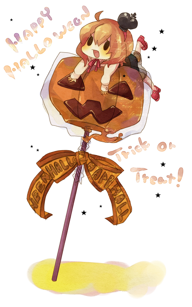 otsuo, ushiromiya maria, umineko no naku koro ni, bad id, bad pixiv id, 00s, 1girl, candy, chibi, female focus, food, halloween, happy halloween, solo, trick or treat, white background
