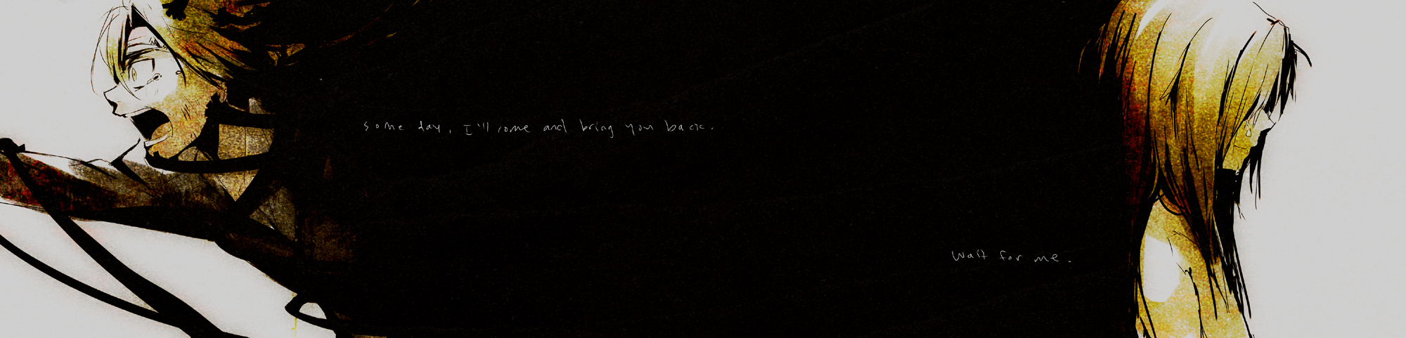 kl (dgzonbi), alphonse elric, edward elric, fullmetal alchemist, highres, long image, wide image, 00s, 2boys, bandages, brothers, darkness, english text, long hair, male focus, monochrome, multiple boys, sepia, siblings, tears, tentacles