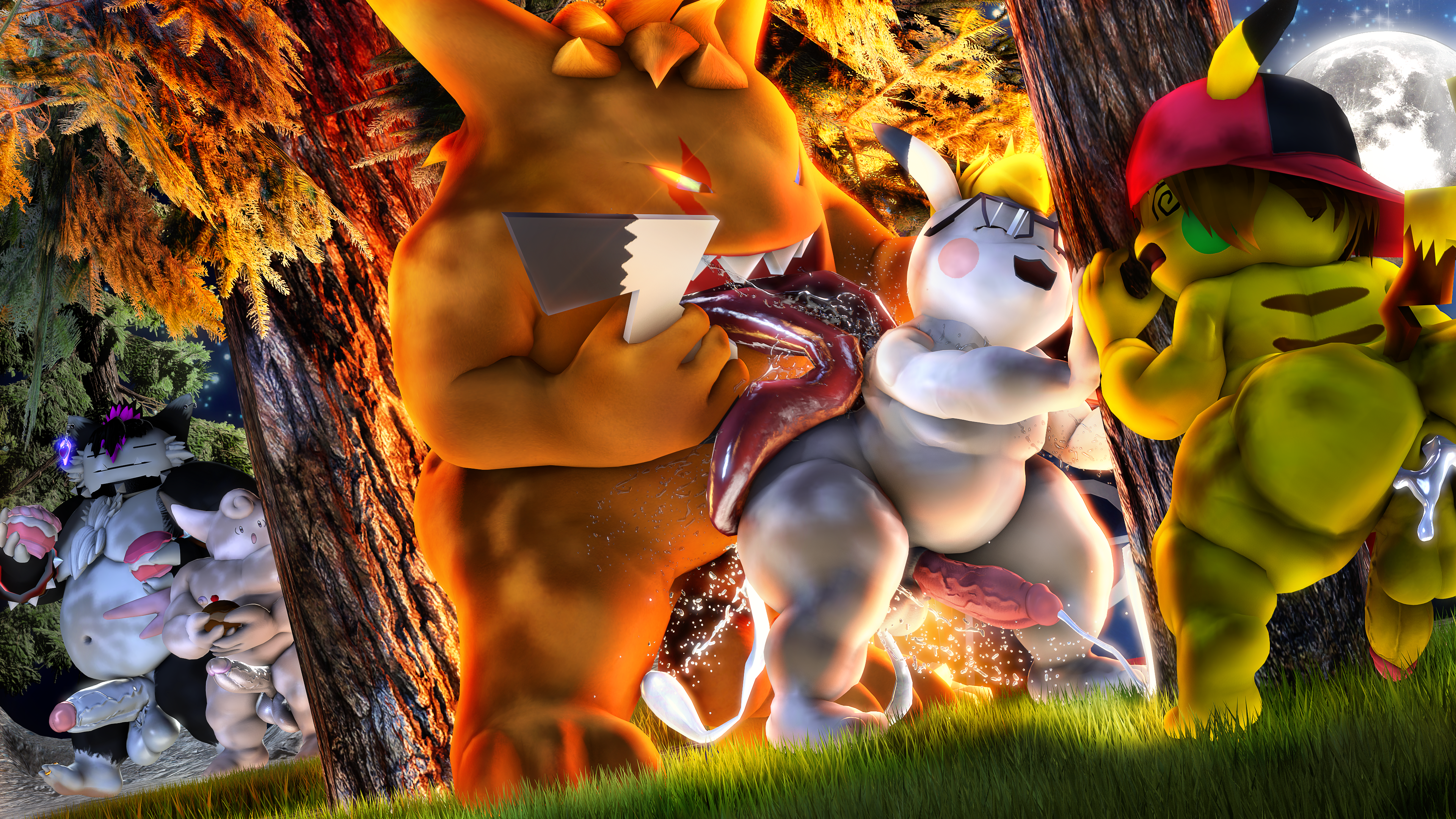 Rule34 – If it exists, there is porn of it / clefable, gengar, moonwulf, pikachu, pokemon (species), snorlax / 8895696