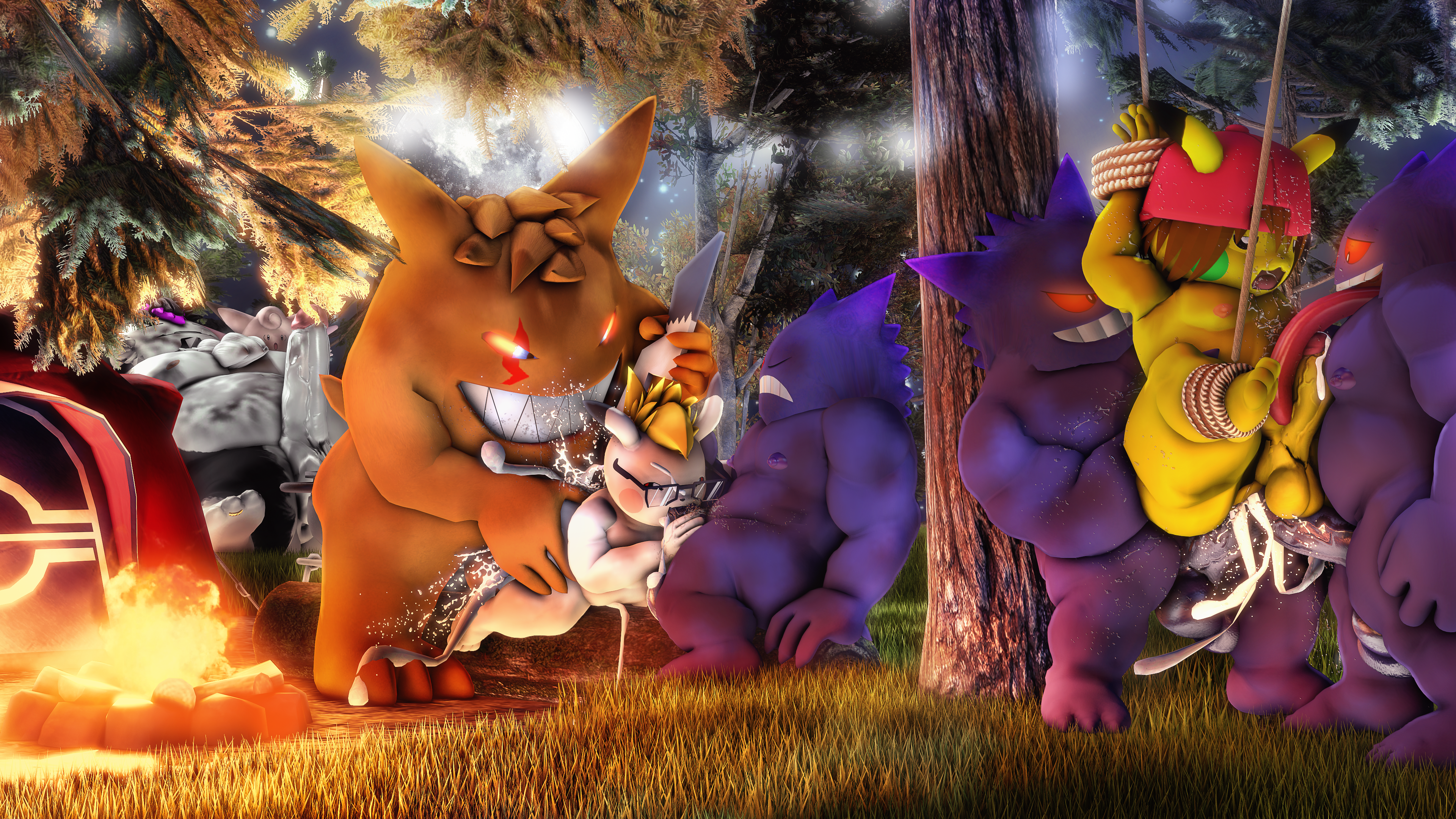 Rule34 – If it exists, there is porn of it / clefable, gengar, moonwulf, pikachu, pokemon (species), snorlax / 8895686