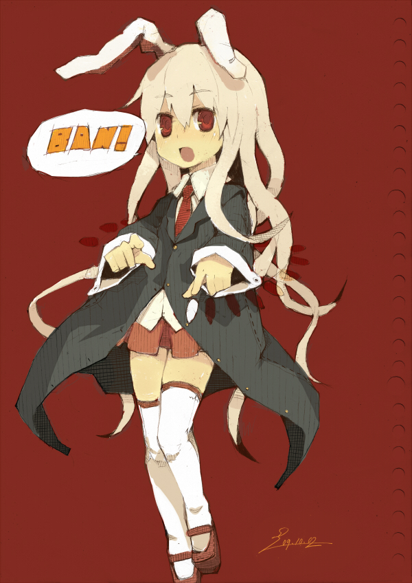 fuukadia (narcolepsy), reisen udongein inaba, touhou, bad id, bad pixiv id, 1girl, animal ears, blazer, blonde hair, female focus, jacket, long hair, rabbit ears, red eyes, solo, thighhighs