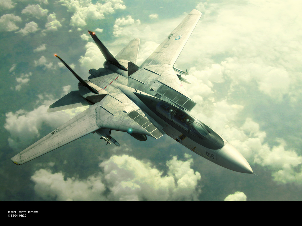 blaze (character), f-14, ace combat, ace combat 5, jet, official art, aircraft, airplane, external fuel tank, missile
