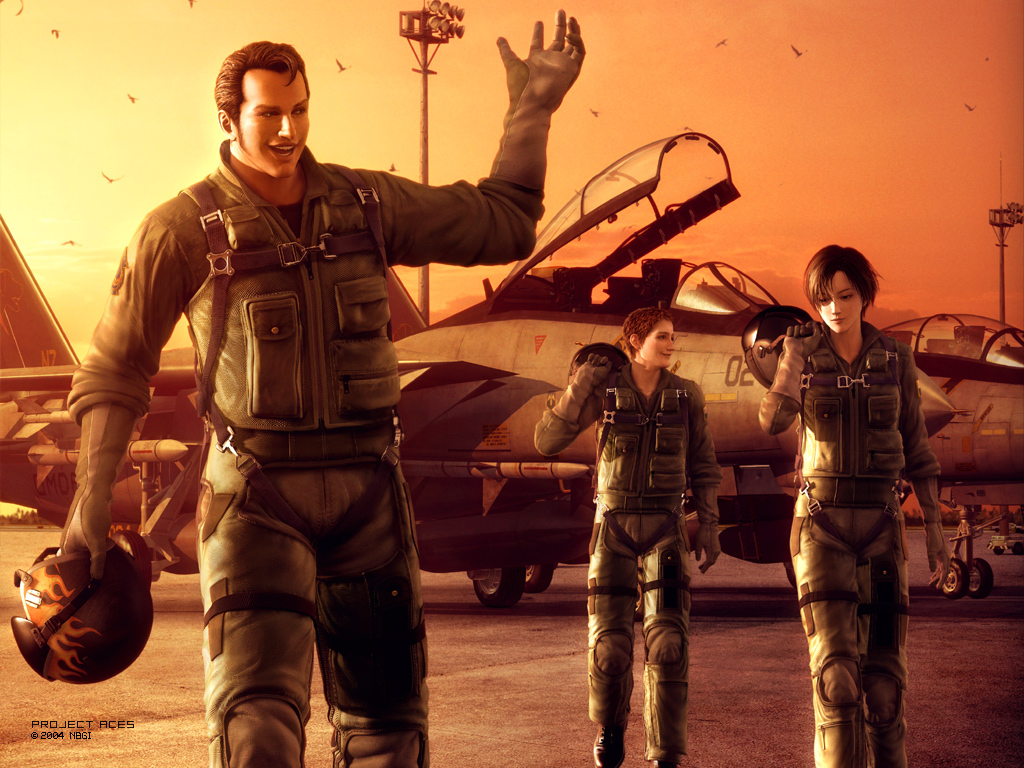 alvin h davenport, f-14, hans grimm, kei nagase, ace combat, ace combat 5, namco, official art, aim-7 sparrow, air-to-air missile, air-to-surface missile, beyond-visual-range missile, external fuel tank, missile, wardog squadron