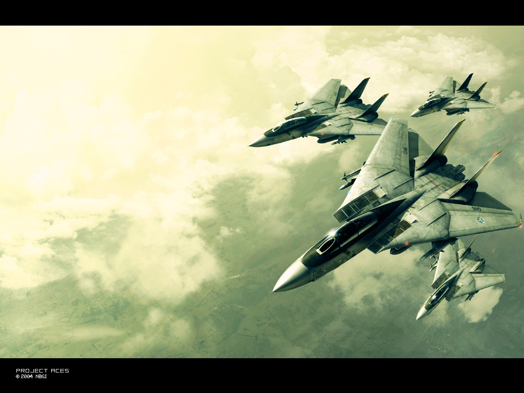 f-14, ace combat, ace combat 5, tagme, external fuel tank, missile, multiple aircraft, wardog squadron