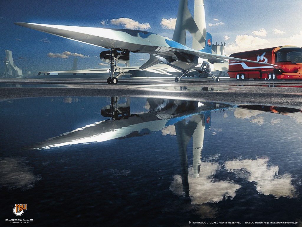 ace combat, official art, cloud, neucom, r-101u delphinus i, water