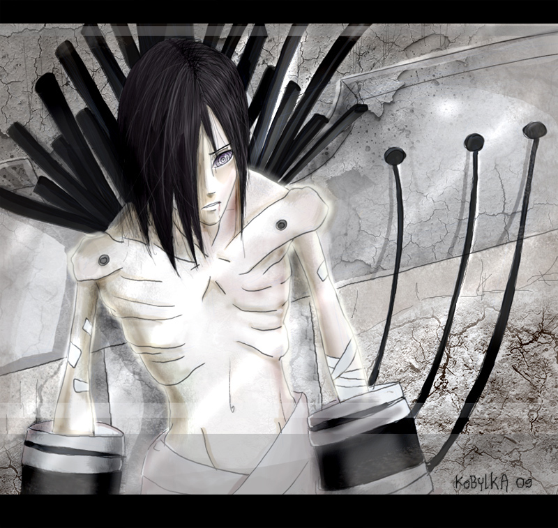 agnet, nagato (naruto), pain (naruto), naruto (series), naruto shippuuden, 00s, 1boy, 2009, akatsuki (naruto), alternate hair color, black hair, letterboxed, long hair, male focus, rinnegan, solo