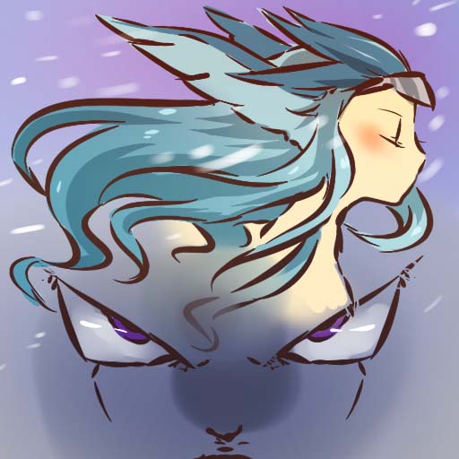 hitec, articuno, frieza, dragon ball, dragonball z, moemon, nintendo, pokemon, pokemon rgby, 1990s (style), 1girl, angry, blue hair, blush, circlet, closed eyes, eye focus, gen 1 pokemon, head wings, legendary pokemon, long hair, name connection, personification, pun, purple eyes, retro artstyle, snow, wings