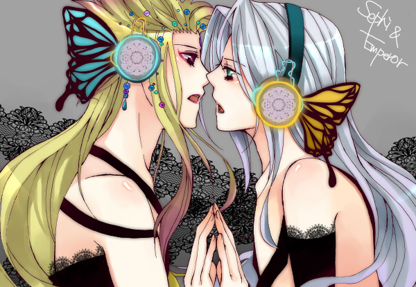 emperor (ff2), sephiroth, dissidia final fantasy, final fantasy, final fantasy ii, final fantasy vii, vocaloid, cosplay, male focus, parody, yaoi