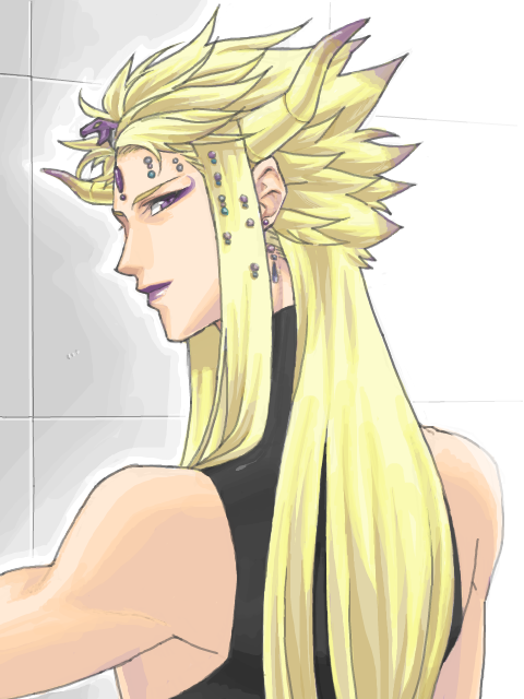 emperor (ff2), dissidia final fantasy, final fantasy, final fantasy ii, 1980s (style), gender request, androgynous, blonde hair, lipstick, makeup, retro artstyle