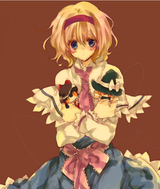 yukirar, alice margatroid, hakurei reimu, kirisame marisa, touhou, bad id, bad pixiv id, 1girl, blonde hair, character doll, doll, female focus, hairband, solo