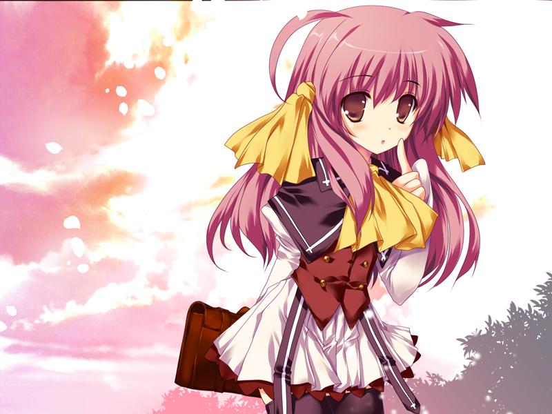 shimesaba kohada, original, bad id, bad pixiv id, hair ribbon, purple hair, red eyes, ribbon, school uniform, solo