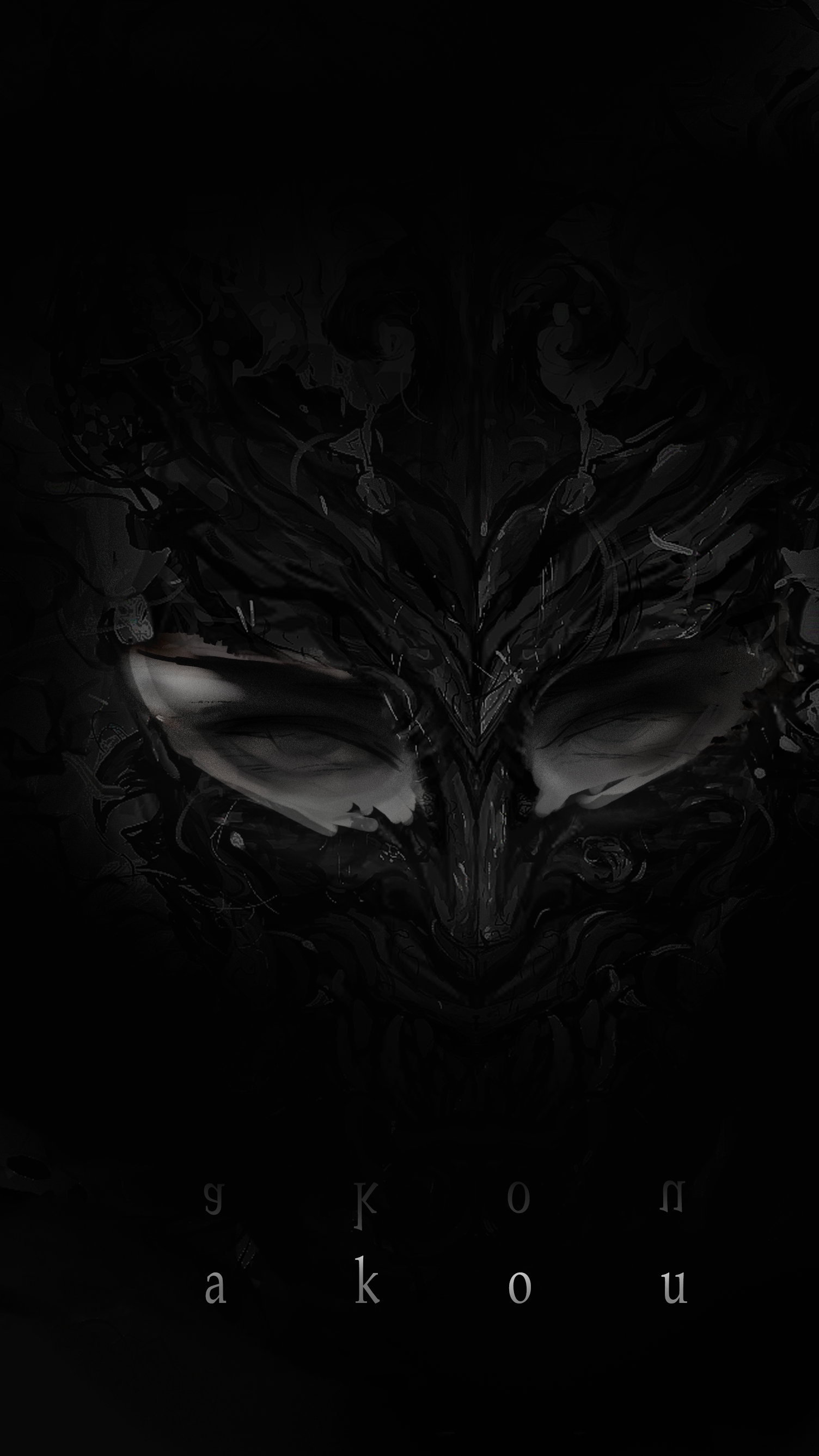 sunny (shadow slave), shadow slave, absurdres, highres, 1boy, alyssak437, bags under eyes, black eyes, close-up, eye focus, looking at viewer, male focus, mask, portrait, solo