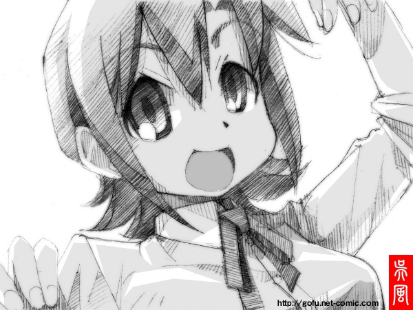 gofu, nozaki namiko, ga geijutsuka art design class, traditional media, 00s, greyscale, monochrome, sketch, solo