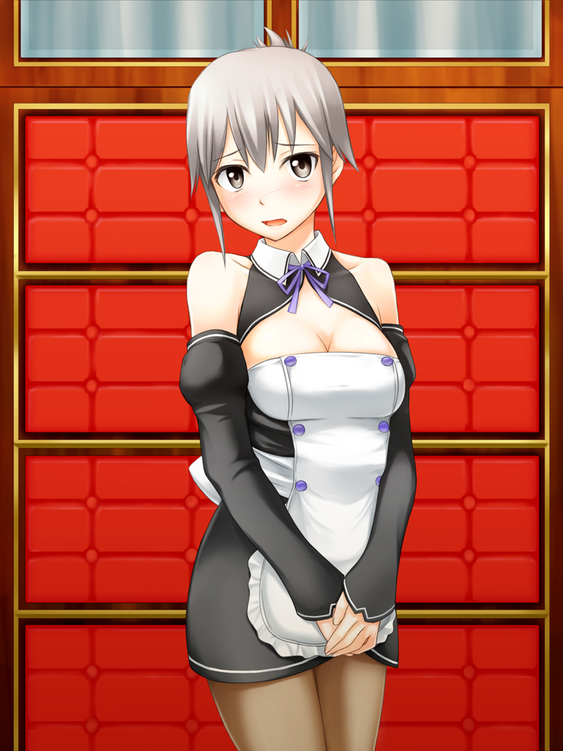 utou yoshio, receptionist (dream c club), dream c club, dream c club (series), 1girl, female focus, pantyhose, solo, waitress