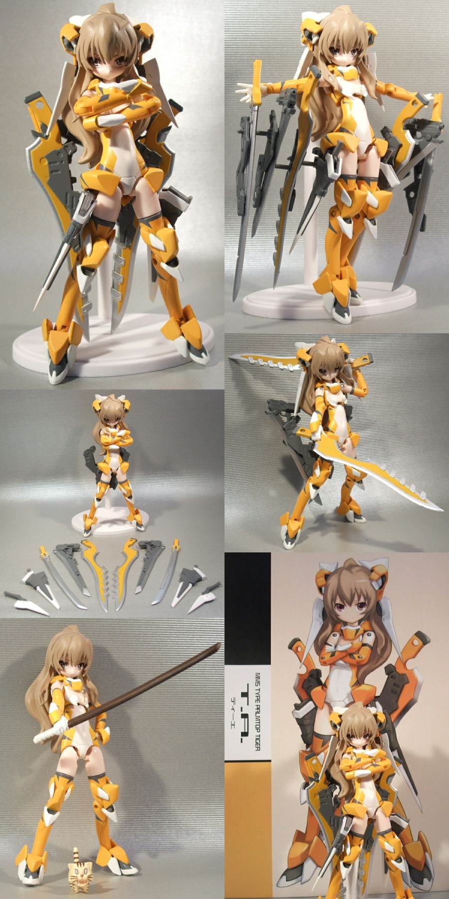 aisaka taiga, busou shinki, toradora!, highres, long image, photo (medium), tall image, 00s, 10s, brown hair, figure, figure (medium), mecha musume, sword, weapon