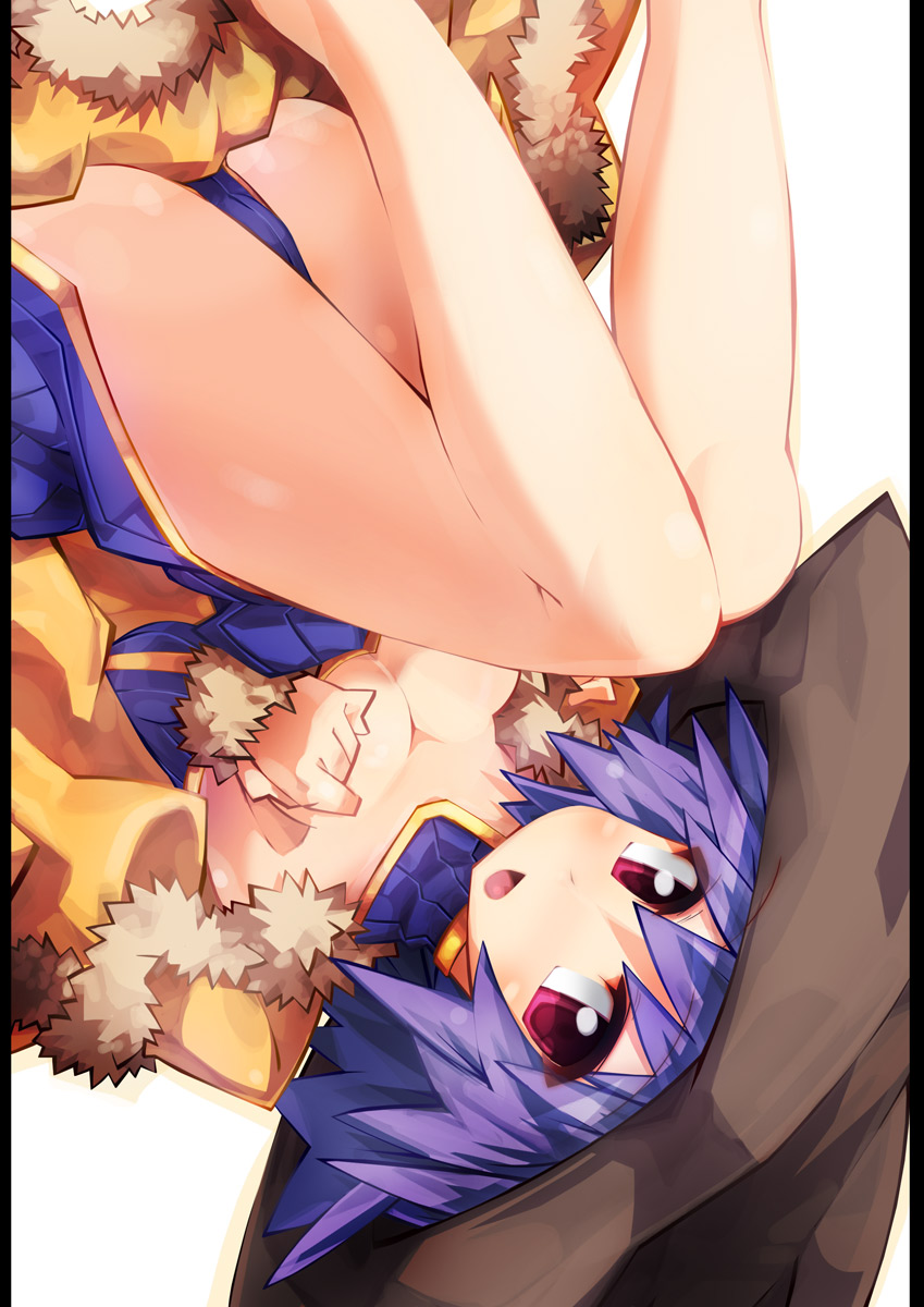 ooyama kina, wizard (ragnarok online), ragnarok online, highres, 1girl, blue hair, breasts, cleavage, female focus, hat, purple eyes, solo, wizard