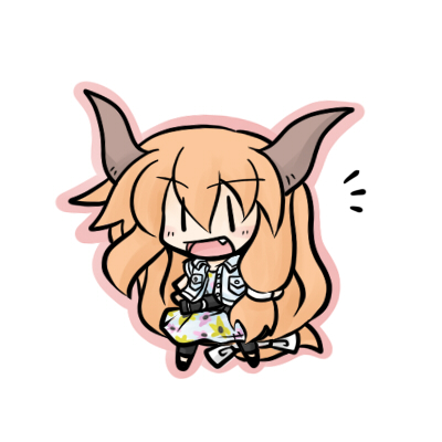 yanagi (nurikoboshi), ibuki suika, touhou, lowres, md5 mismatch, resolution mismatch, source smaller, 1girl, alternate costume, bow, casual, chibi, contemporary, fang, female focus, hair bow, hair ribbon, horns, long hair, orange hair, ribbon, solo, | |