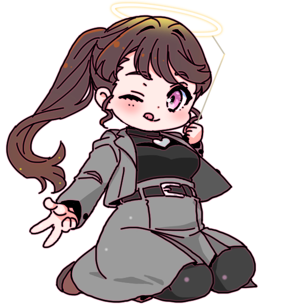 shinanoya (satanicad), fujishima megumi, fujishima megumi (post-graduation), link! like! love live!, love live!, commentary, symbol-only commentary, 1girl, ;), ;q, black pantyhose, black sweater, blush, boots, breasts, brown boots, brown hair, clenched hand, formal clothes, full body, grey jacket, grey skirt, gyaru w, hair intakes, heart, heart necklace, jacket, jewelry, knee boots, large breasts, looking at viewer, medium skirt, necklace, one eye closed, open clothes, open jacket, pantyhose, pleated skirt, purple eyes, seiza, sidelocks, sitting, skirt, skirt suit, smile, solo, suit, suit jacket, sweater, tongue, tongue out, turtleneck, turtleneck sweater, virtual youtuber, w