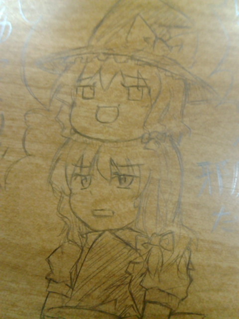 lysander z, kirisame marisa, touhou, photo (medium), traditional media, 1girl, bow, desk, female focus, hair bow, hat, monochrome, object on head, school desk, solo, witch, witch hat, yukkrui, yukkuri shiteitte ne