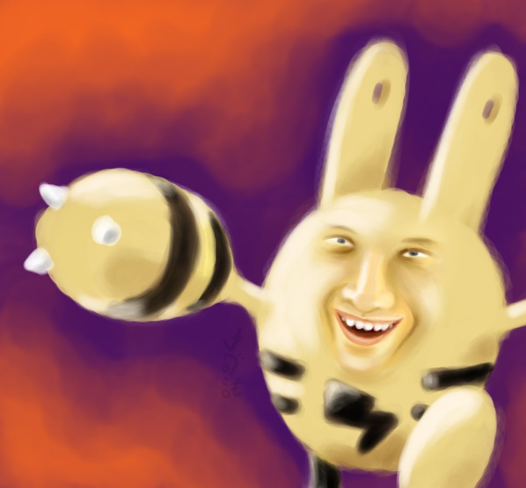 frankie jayme, elekid, nintendo, pokemon, creepy, gen 2 pokemon, horror (theme), no humans, pokemon (creature), realistic, solo, what