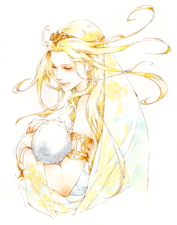 nanami (fuku), cosmos (dff), dissidia final fantasy, final fantasy, armband, baby, blonde hair, bracelet, earrings, jewelry, long hair, short hair, tiara, white hair