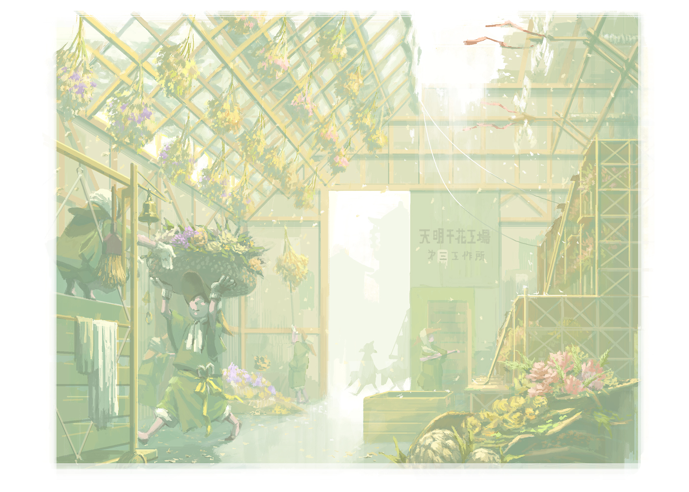 sakanaya, original, tagme, translation request, building, carrying, flower, scenery, slice of life