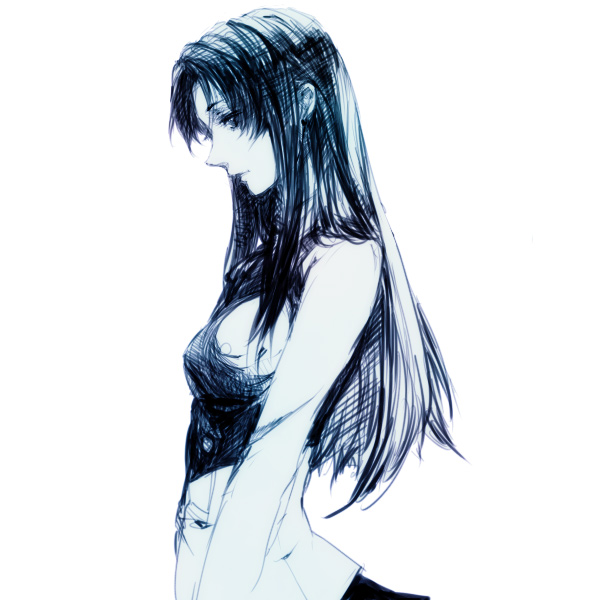 egawa satsuki, kawashima ami, koshimizu ami, toradora!, 00s, 1girl, breasts, female focus, long hair, monochrome, solo, white background